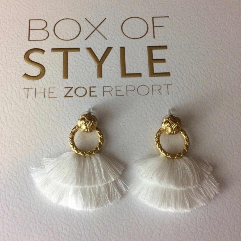 Brand new For Love & Lemons white fringe earrings